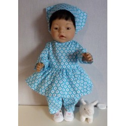 hippejurk set blauw gebloemd baby born 43cm