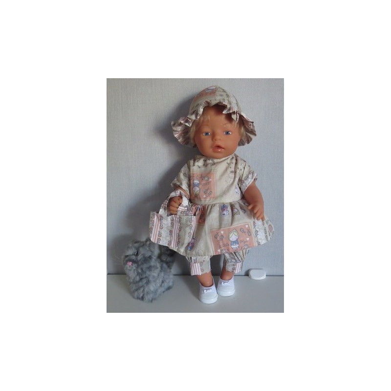 hippejurk set bruin matroeska baby born 43cm