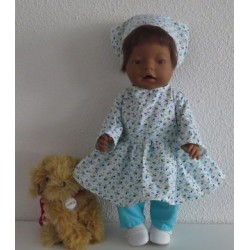 hippejurk set blauw bladeren baby born 43cm