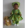 hippejurk set groem met bloemen baby born 43cm