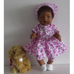 hippejurk set met roze bloemen baby born 43cm