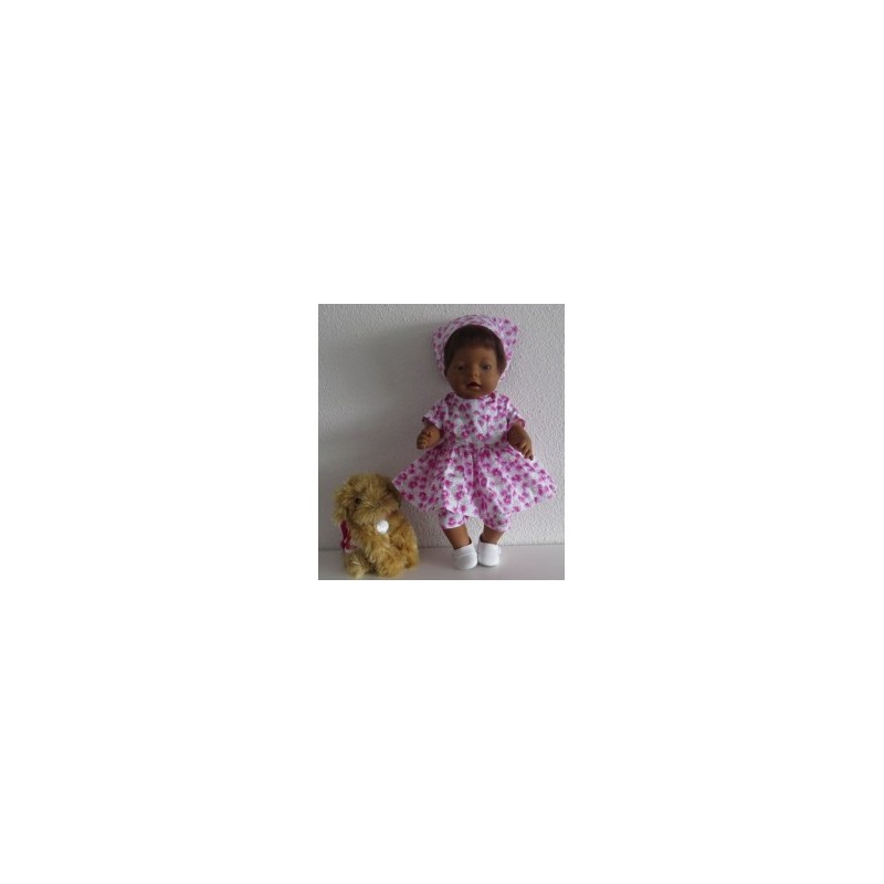 hippejurk set met roze bloemen baby born 43cm