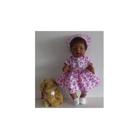hippejurk set met roze bloemen baby born 43cm
