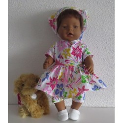 hippejurk set roze bloemen baby born 43cm