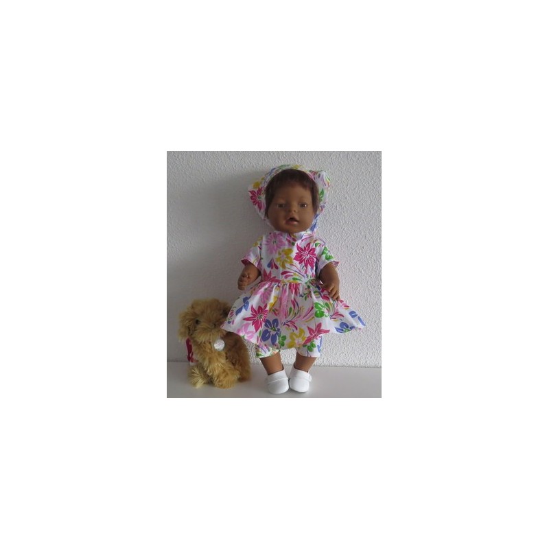 hippejurk set roze bloemen baby born 43cm