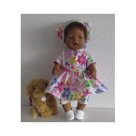 hippejurk set roze bloemen baby born 43cm