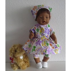 hippejurk set lila bloemen baby born 43cm