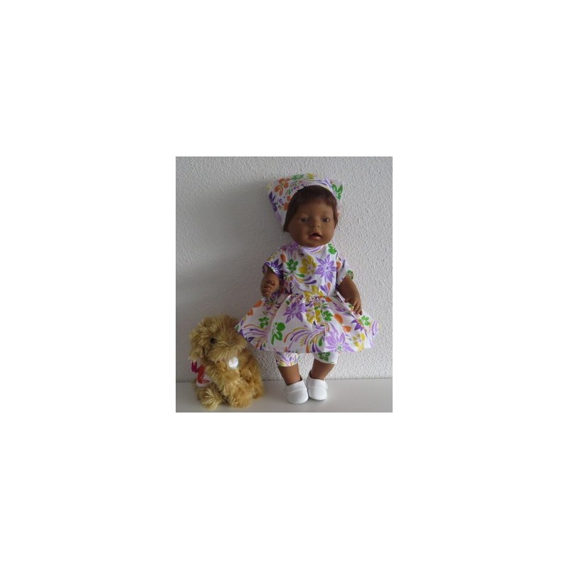hippejurk set lila bloemen baby born 43cm