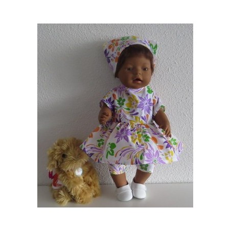 hippejurk set lila bloemen baby born 43cm
