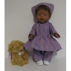 hippejurk set lila met bloemen baby born 43cm