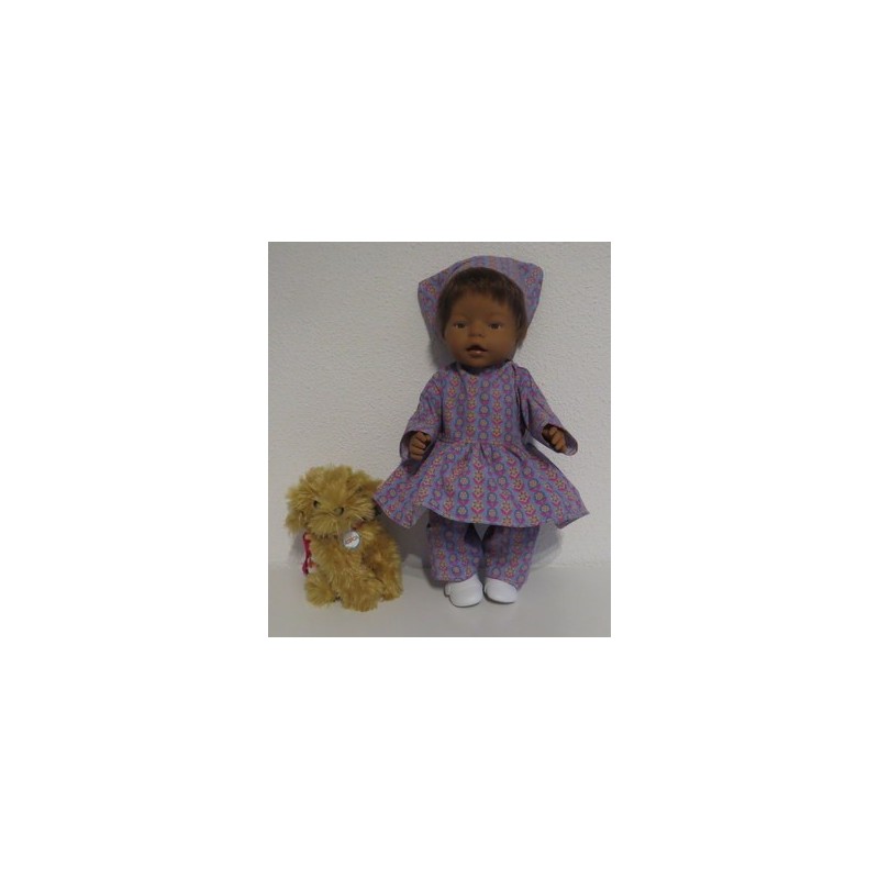 hippejurk set lila met bloemen baby born 43cm