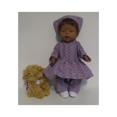 hippejurk set lila met bloemen baby born 43cm