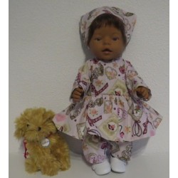 hippejurk set roze hond baby born 43cm