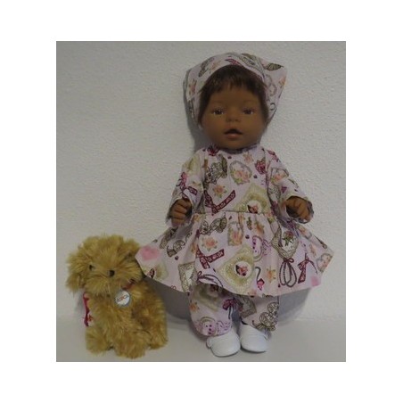 hippejurk set roze hond baby born 43cm