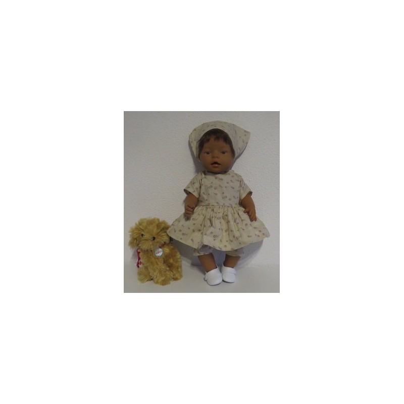 hippejurk set bruin roosjes baby born 43cm