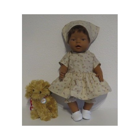 hippejurk set bruin roosjes baby born 43cm