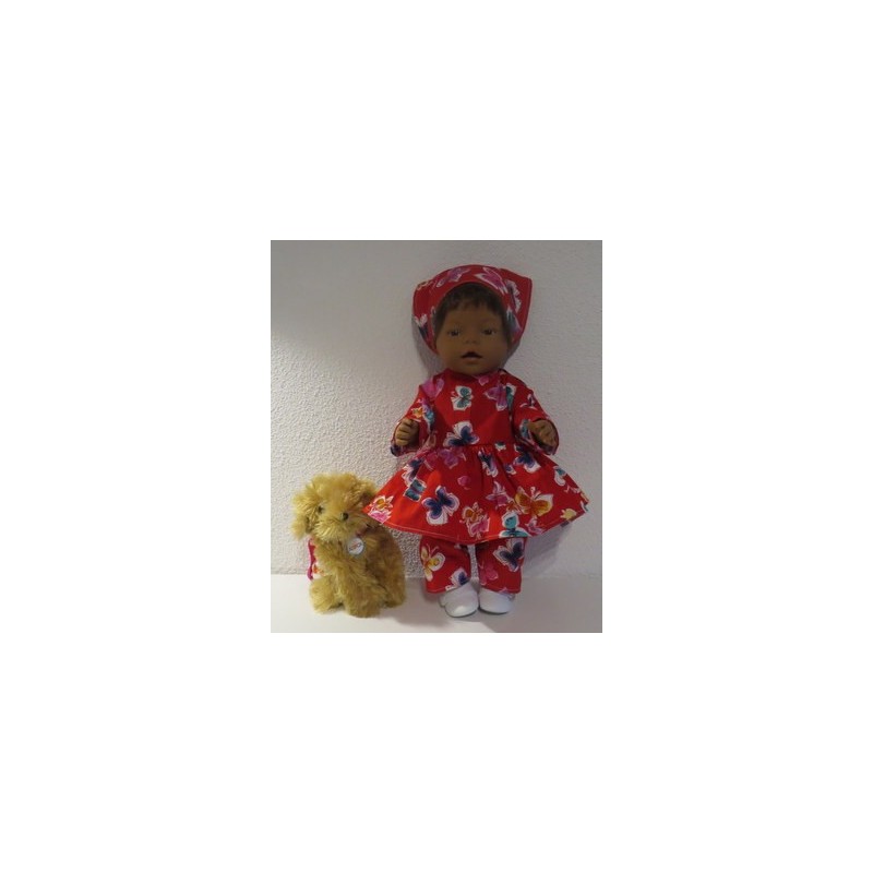 hippejurk set rood vlinders baby born 43cm