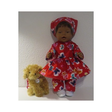 hippejurk set rood vlinders baby born 43cm