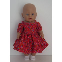 zomersejurk rood bloemetjes baby born 43cm