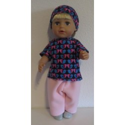 complete set roze met vogel baby born 43cm