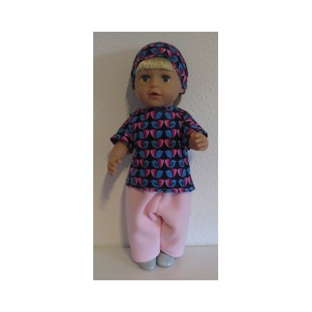 complete set roze met vogel baby born 43cm