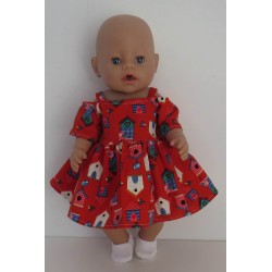 zomersejurk rood vogelhuisjes baby born 43cm