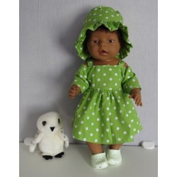 zomersejurk groen polka dots baby born 43cm