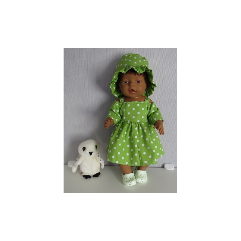 zomersejurk groen polka dots baby born 43cm