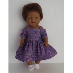 zomersejurk grijs met lila boemen baby born 43cm