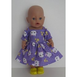 zomersejurk lila kat baby born 43cm