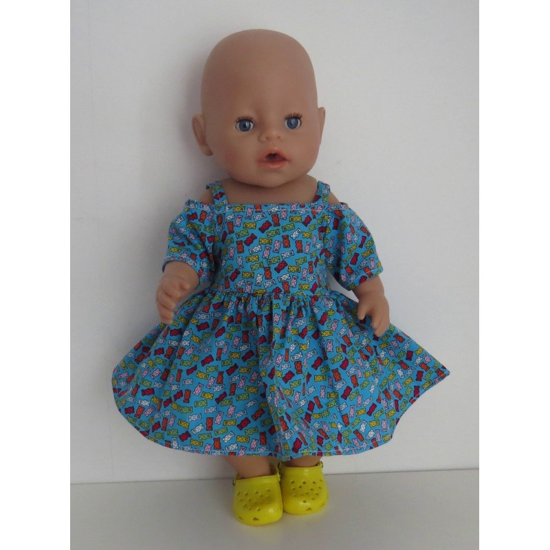 zomersejurk blauw snoepjes baby born 43cm