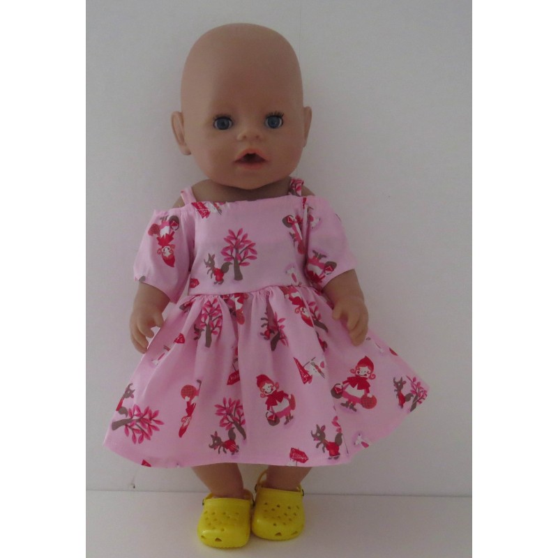 zomersejurk roze roodkapje baby born 43cm