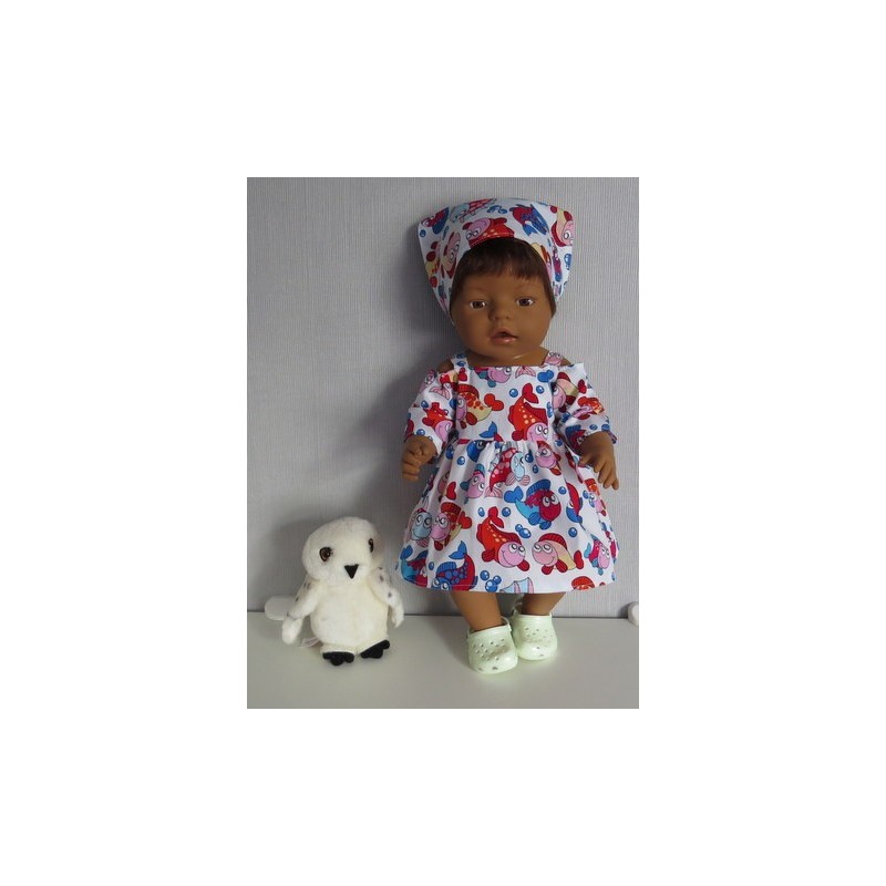 zomersejurk blauw vissen baby born 43cm