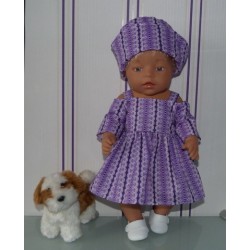 zomersejurk lila gestreept baby born 43cm