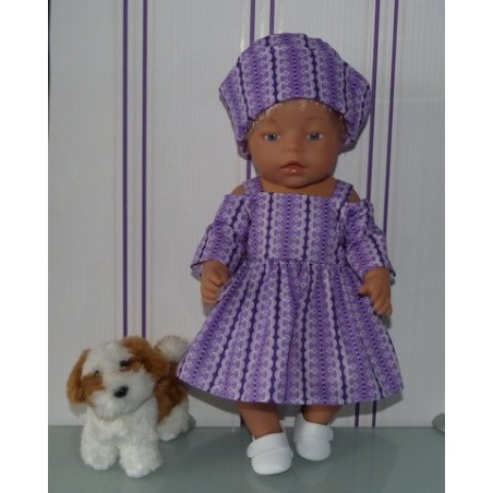 zomersejurk lila gestreept baby born 43cm