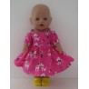 zomersejurk hard roze met poedels baby born 43cm