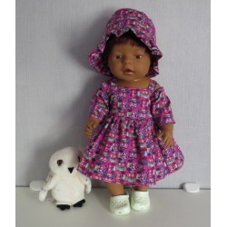 zomersejurk roze uilen baby born 43cm