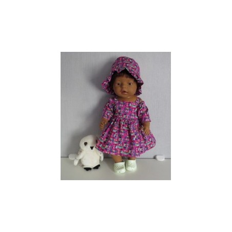 zomersejurk roze uilen baby born 43cm