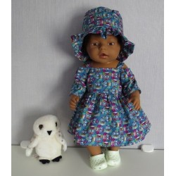 zomersejurk uilen groen baby born 43cm
