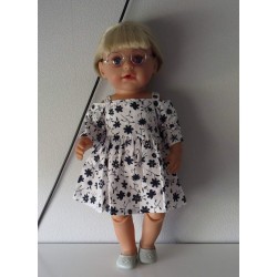 zomersejurk bloemen donker blauw baby born 43cm