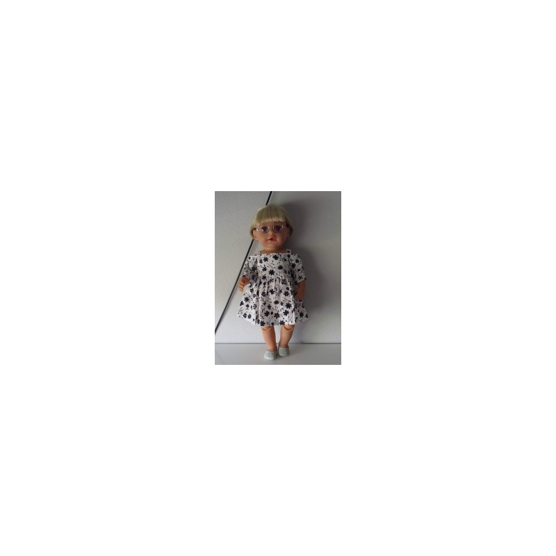 zomersejurk bloemen donker blauw baby born 43cm