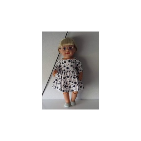 zomersejurk bloemen donker blauw baby born 43cm