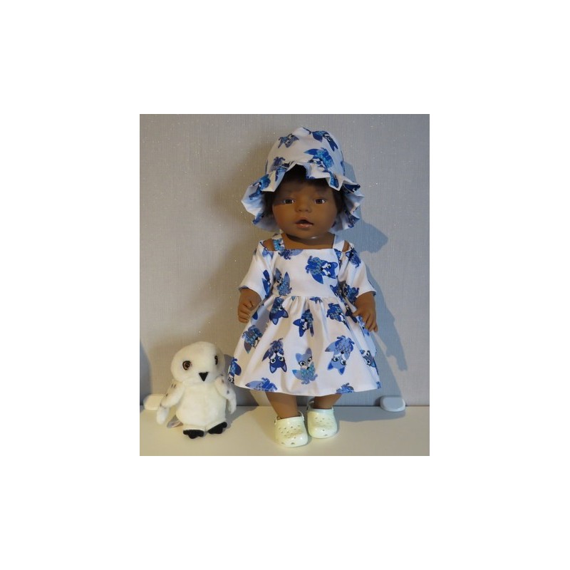 zomersejurk vossen blauw baby born 43cm