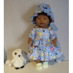 zomersejurk blauw mickey mouse baby born 43cm