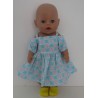 zomersejurk blauw met hartjes roze baby born 43cm