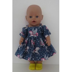 zomersejurk blauw eenhoorns  baby born 43cm