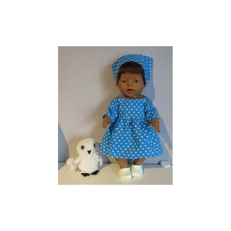 zomersejurk blauw hartjes baby born 43cm