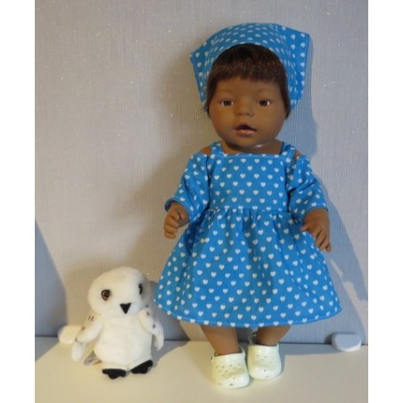 zomersejurk blauw hartjes baby born 43cm