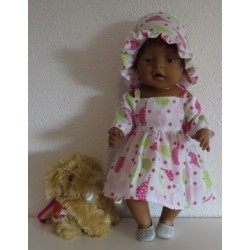 zomersejurk wit vogels baby born 43cm