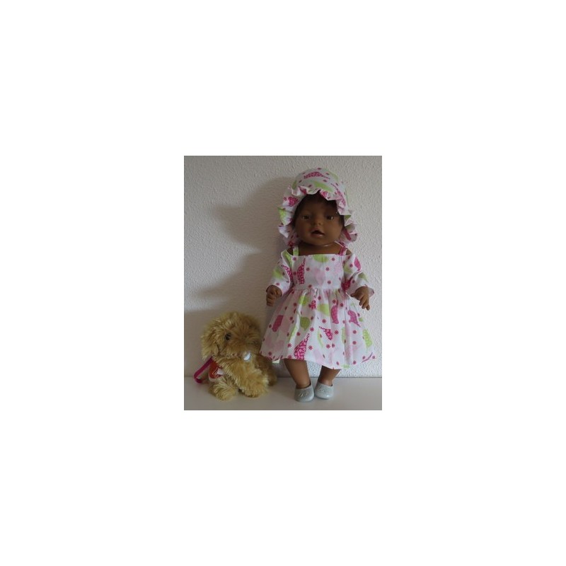 zomersejurk wit vogels baby born 43cm